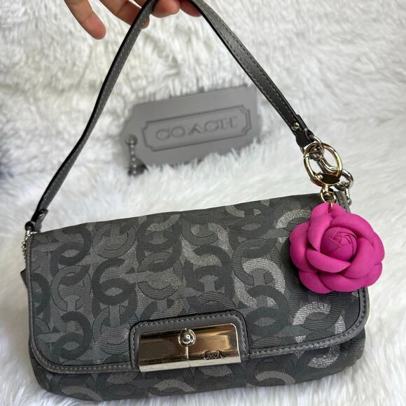COACH y2k Kristin Op Art Gray & Silver Wristlet Mini Purse - Picture 1 of 7